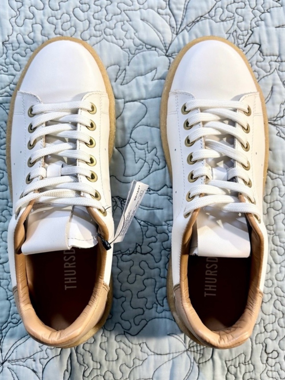 💥NEW THURSDAY BOOT COMPANY Leather Low-Top Sneakers White/Nubuck 37/US 6.5-7❤️ - Picture 3 of 11